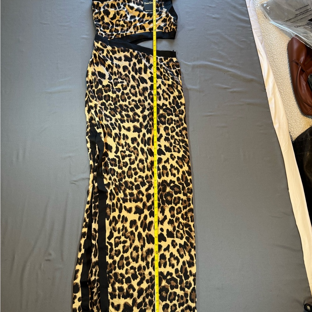 Leopard Print Maxi Dress with Side Slit - Black & Brown - Picture 6 of 7